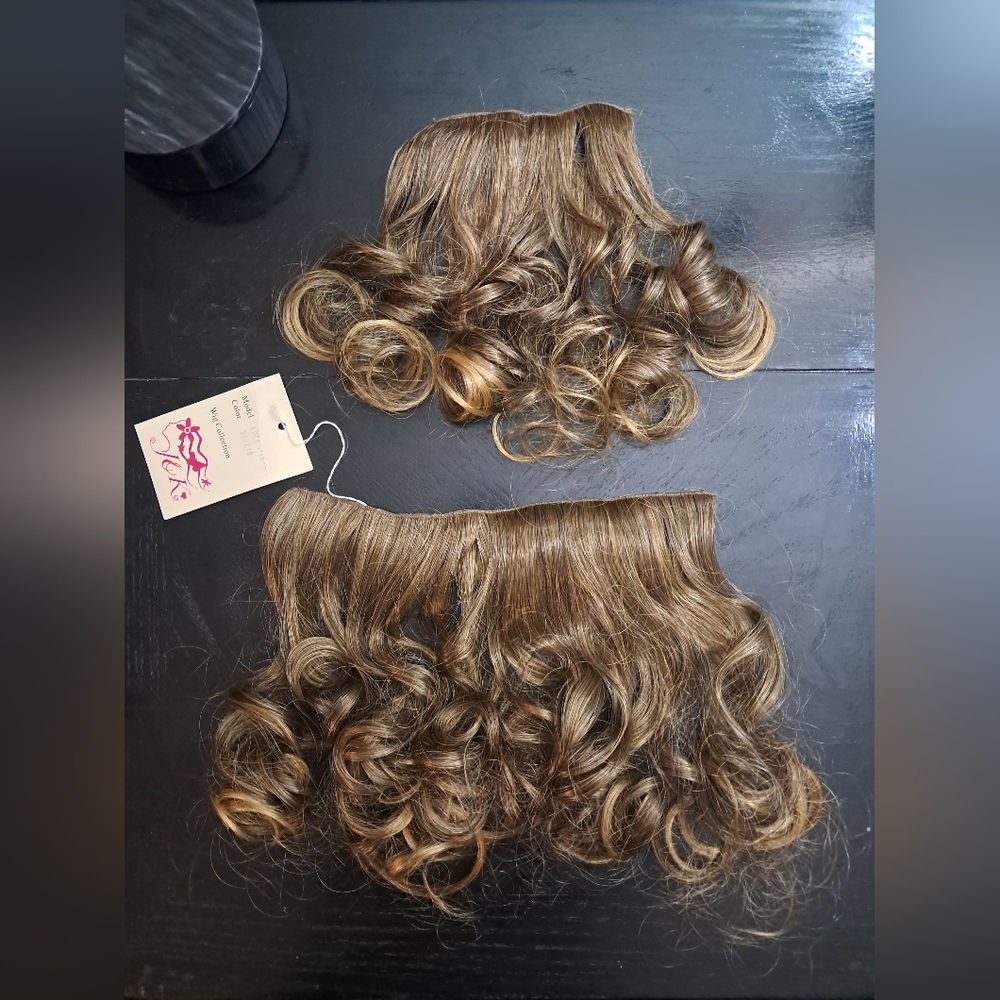 NWT J & K Wig Collection 2 pc Blond Curly Hair Clip-in